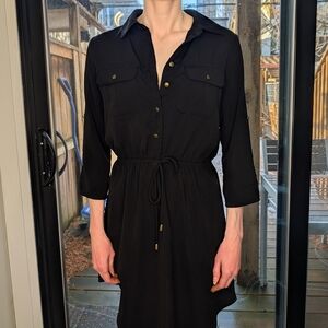 BeBop Black Button-Up Midi Dress